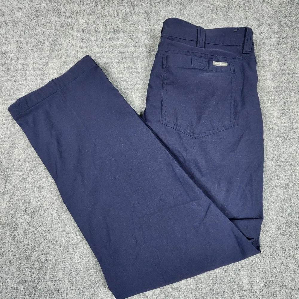 Eddie Bauer Mens 36x30 Fleece Lined Tech Pants Navy Blue Cargo Hiking 283947